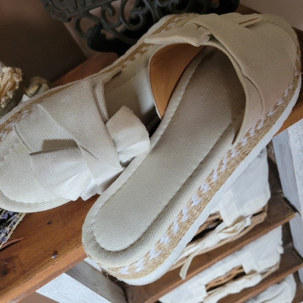 Women's Cream Espadrille Slip-On Shoes